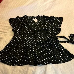 City chic black dotted blouse